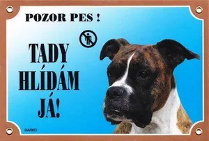 Farebná ceduľka Pozor pes, Boxer nemecký